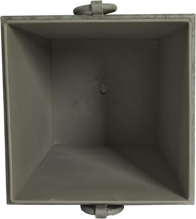 MY SWANKY HOME Large Minimalist Classic Metal Box Planters Liners Square Industrial Rivets Gray