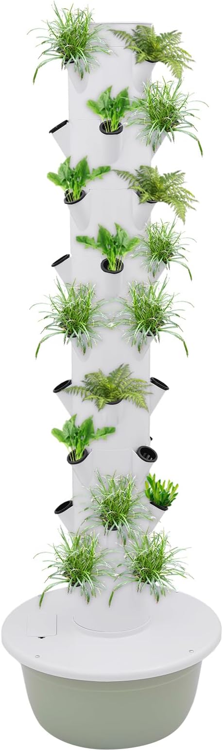 Hydroponic Growing System, 36-Plant Vegetable Planter Tower Outdoor Indoor Garden Vertical Planter Germination Kit with Water Pump, Intelligent Water Circulation & Loop Timer