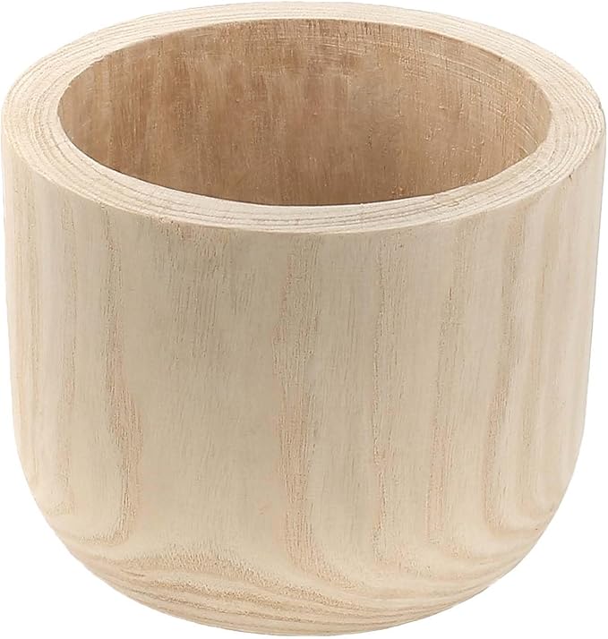 CYS EXCEL 8.25'' Natural Cylinder Planter Lightweight Natural Wood Cachepot for Indoor Plants, Succulents, Herbs, Home & Office Decor