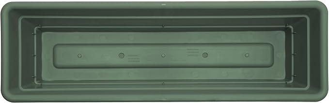 Bloem Dura Cotta 30" Basil Resin Rectangle Window Box Planter with Saucer Tray for Indoor and Outdoor Gardening