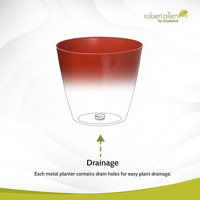 Headwind Charlevoix Planters– 10" 2 Pack Plastic Plant Pot in Brick Red, Indoor & Outdoor Pots for Plants with Drillable Drainage Hole, Decorative Plant Pot, Flower Pots Outdoor for Garden