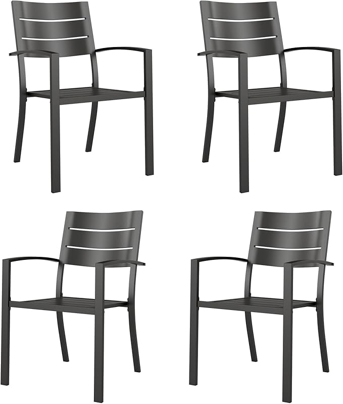 MFSTUDIO Patio Dining Chairs Set of 2, Stackable Metal Outdoor Chairs Set, Outdoor Furniture Dining Chairs for Bistro Balcony Deck Yard