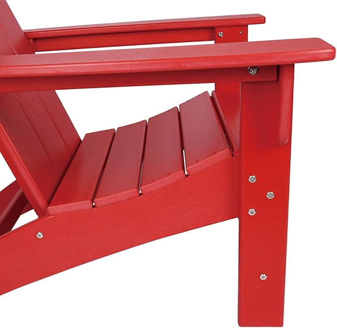 NewTechWood Flat Top Adirondack Patio Chair Weather Resistant, Easy Installation, Widely Used in Outdoor, Fire Pit, Deck, Lawn, Outside, Garden Chairs (Ruby Red)