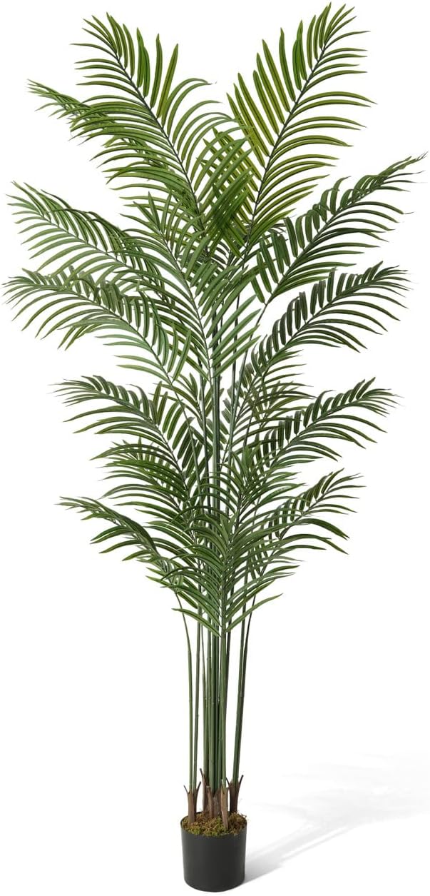 CAPHAUS 7FT Artificial Palm Tree Potted, Realistic Fake Palm Plant for Indoor & Outdoor, UV Resistant Low Maintenance Faux Tree for Home Office, Living Room, Covered Patio Decor