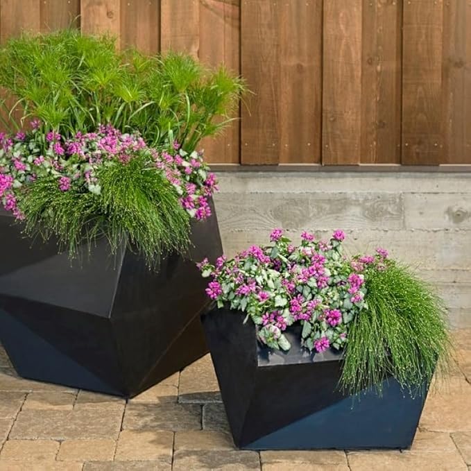 Crescent Garden Modern Geometric Origami Planter, Plant Pot, 26-Inch (Alpine White)