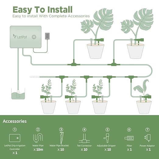 LetPot Automatic Watering System for Potted Plants, Wi-Fi Drip Irrigation Kit System, Smart Plant Watering Devices for Indoor Outdoor（Grey）