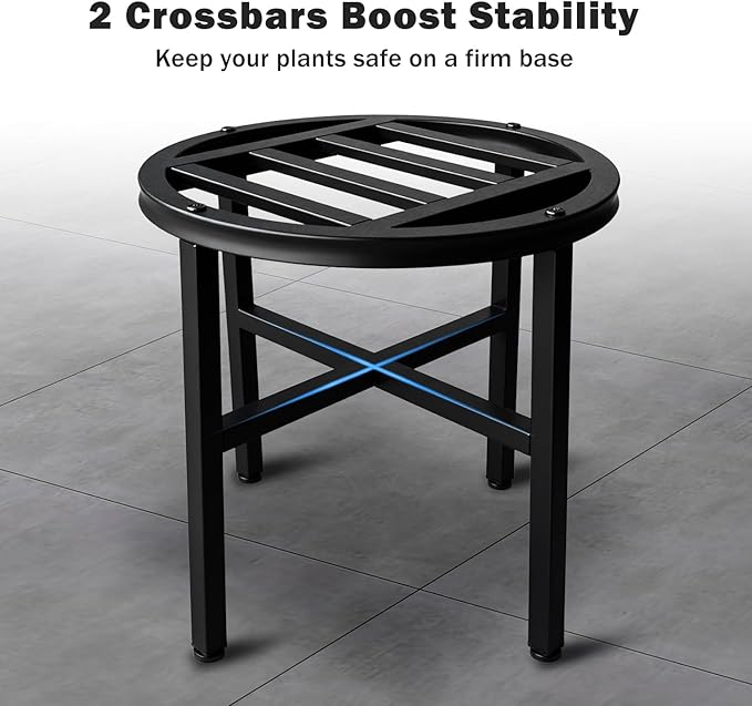 Hongsane Plant Stand Indoor Outdoor,13 Inch Tall Metal Plant Stands Riser,Heavy Duty Wrought Iron Pedestal Holders for Large Flower Pot,Outside Rust-Proof Black Flower Display Shelf for Patio,2-Pack