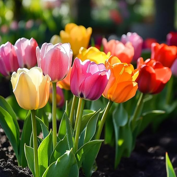 50PCS Colored Tulip Bulbs Tulip Tulipa Garden Flower Bulbs Easy to Grow