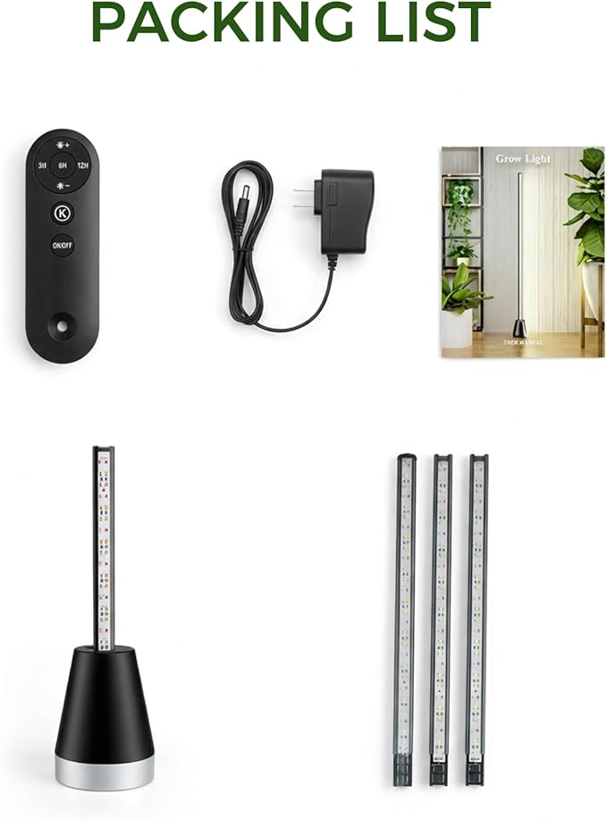 Standing Grow Light with Timer 2PC, 192 LEDs, 65 Inch Full Spectrum Vertical Plant Lamp for Indoor, 3 Light Modes, 5 Level Dimmable Floor Grow Light, Mimic Sunlight for Greenhouse/Garden