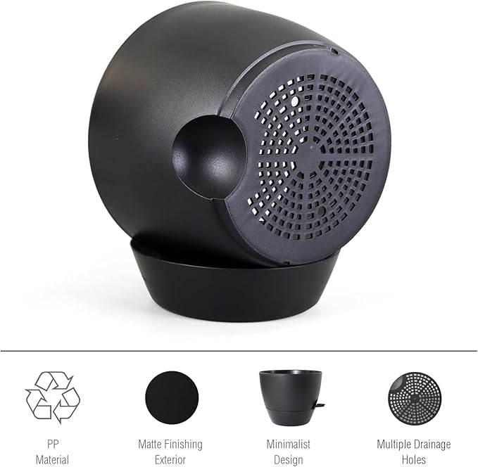 Meowell 12 inch Large Self Watering Pots for Indoor Outdoor Plants, Flower Plant Pots with Mesh Drainage Holes for Garden House, Plastic Planters with Reservoir for Home Decor, Black