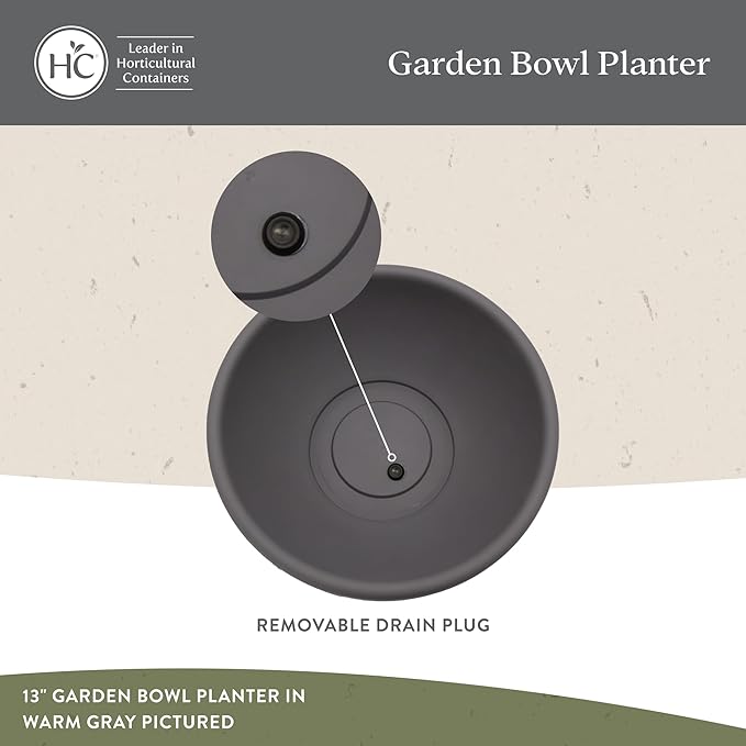 The HC Companies 24 Inch Shallow Garden Bowl Plant Pot with Drainage, Lightweight UV-Resistant Plastic Planters for Succulents, Herbs & More, 2-Pack Planters for Indoor Outdoor Home Decor, Black