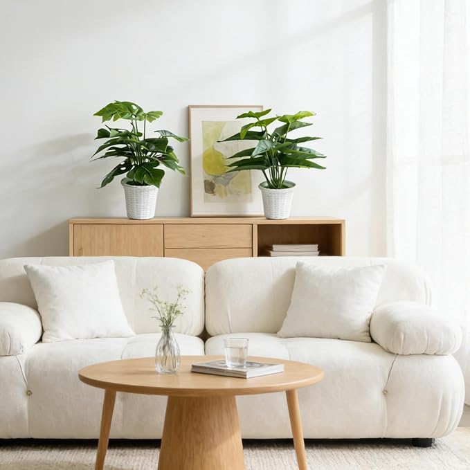 2Pcs 11.8" Artificial Potted Plants Indoor, Faux Green Plants for Shelves, Fake Desk Plants for Home Office Room Decor