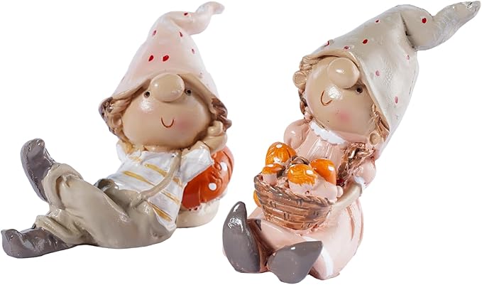 2-Piece Garden Gnome Couple Resin Statues - Outdoor Patio & Lawn Decor, Indoor Home Ornament, Whimsical Gnome Figurines, Ideal Gift for Parents & Friends