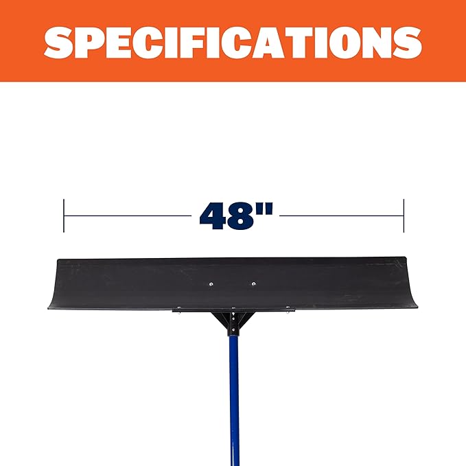 Marshalltown Polar Pusher 48 Inch Snow Pusher Shovel, Lightweight Non-Stick UHMW Blade Makes Plowing Snow Easy, Made in The USA, SNOWP48