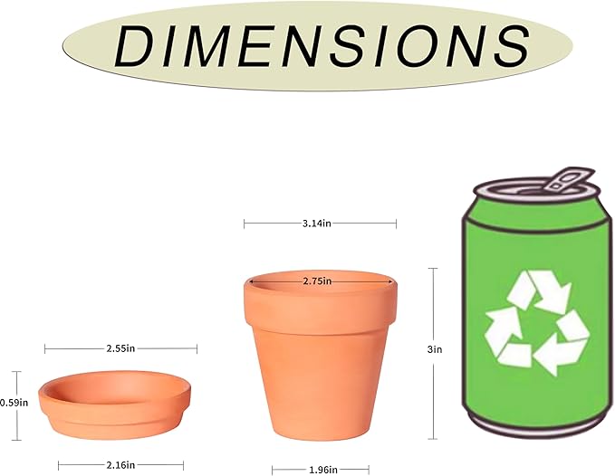 Kosrtuny 3 Inch Terracotta Pots with Saucer-20 Pack Succulent Cactus Plant Pots with Drainage Hole, Great for Plants Garden Windowsill Indoor & Outdoor Wedding Favors Gifts