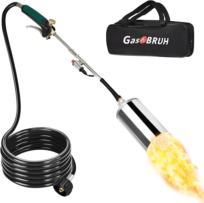 Propane Torch Burner Weed Torch High Output 360,000 BTU with 10FT Hose,Heavy Duty Blow Torch with Flame Control and Turbo Trigger Push Button Igniter,Weed Torch for Garden Wood Ice Snow Road