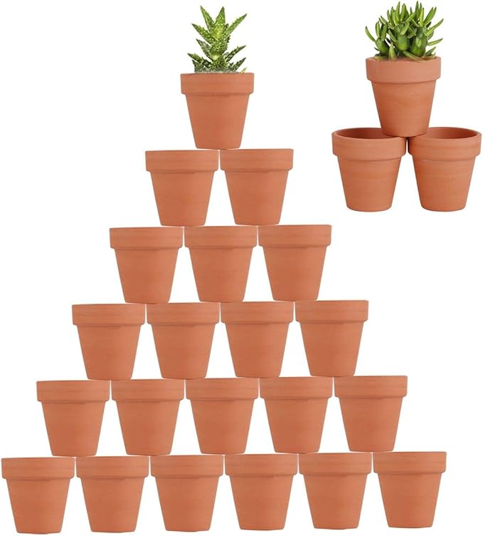 FCFKUK 24pcs Mini Clay Pots, 2.5'' Terracotta Pottery Planters, Cactus Flower Succulents Nursery Pots, with Drainage Hole, for Indoor/Outdoor