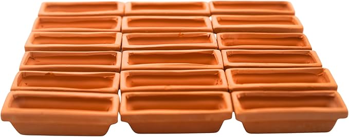 Yuvori Mini Terracotta Pots – Small Clay Flower Pots for Succulents, Cactus, DIY Crafts, Fairy Garden, School Projects – Set of 18 (Long Pot, 2.1 Inch)