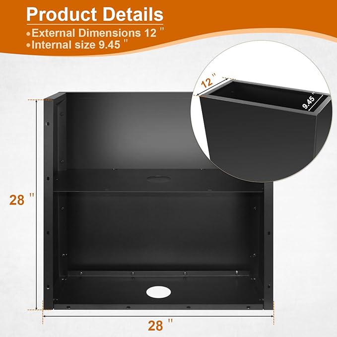 Meyoppm Metal Planter Box 28"x12"x28", Rectangular Steel Planter Box Frost Proof Rust Resistant Indoor&Outdoor, Heavy Duty Steel Planter for Commercial and Residential Use