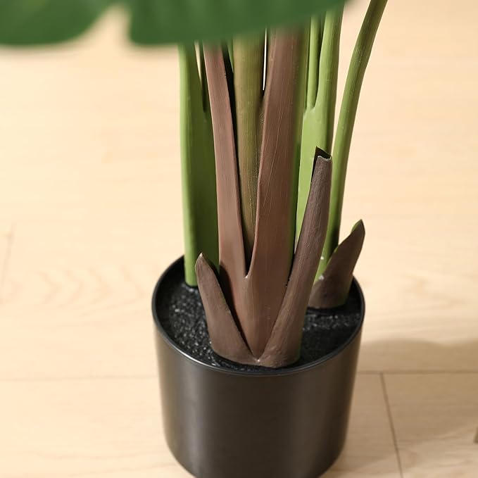 Artificial Bird of Paradise Plants 5 Ft Fake Tropical Tree with Woven Basket, Faux Banana Leaf Plant for Home Indoor Outdoor Office Modern Decor Green 2 Set