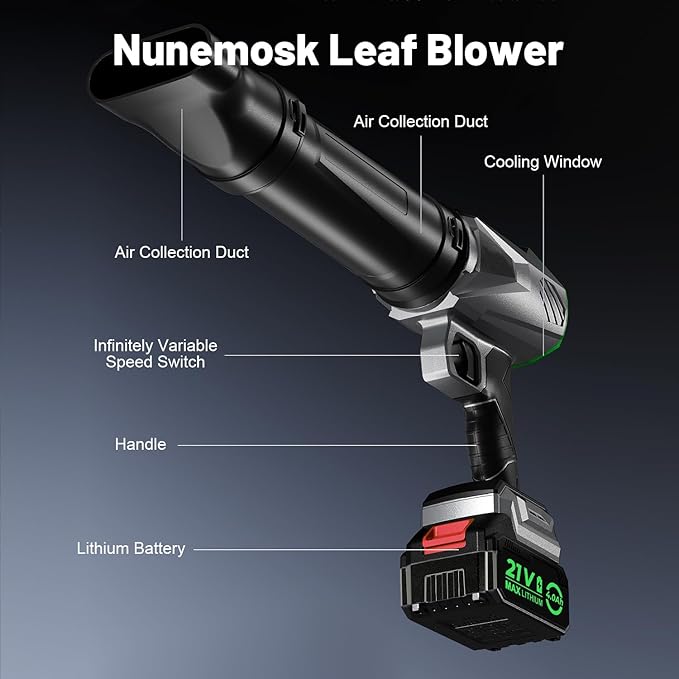 Leaf Blower Cordless with Battery and Charger, 1000,000RPM Mini Leaf Blower, Fast Charger & Extended Nozzle Design, Handheld Lightweight Blowers for Lawn Care,Patio Cleaning,Car,Leaves,Dust (Grey)