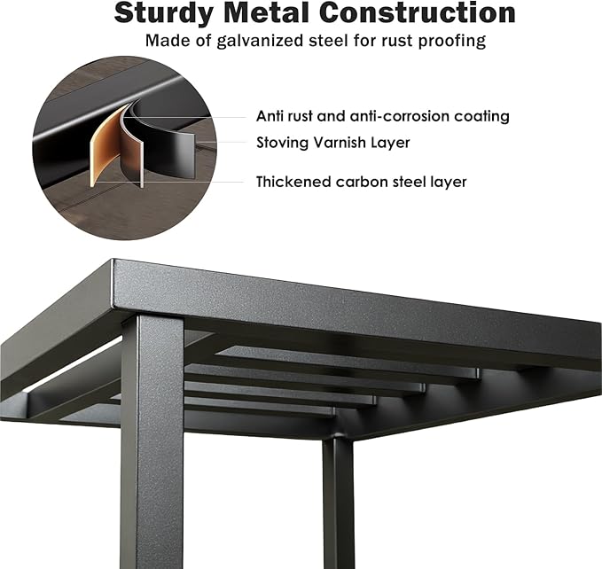 Hongsane Plant Stand Indoor Outdoor,18 Inch Square Metal Plant Stands Riser,Heavy Duty Wrought Iron Pedestal Holders for Large Flower Pot,Outside Rust-Proof Black Flower Display Shelf for Patio,1-Pack