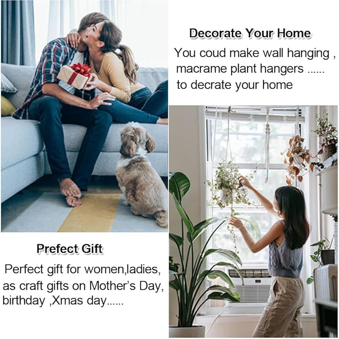 Easy Macrame Kits for Adults Beginners Supplier Wood Beads,Rings,Wooden Dowel for Macrame Plant Hangers,Boho Wall Hanging with Instruction Book for Starters Christmas Crafts for Adults