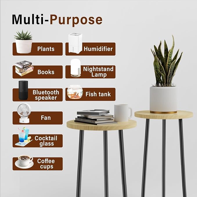 SAKSUN Plant Stand Indoor Outdoor: 2 Pack Indoor Plant Stand 20'' Convertible Multi-purpose Holder - Mid Century Modern Decor - Tall Plant Table for Living Room/Balcony/Garden/Patio