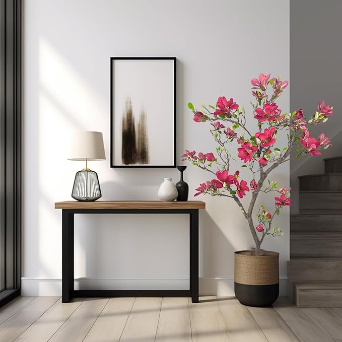 Alonfale 6ft Red Artificial Magnolia Tree - Lifelike Faux Tree for Indoor/Outdoor Decor - Perfect for Home, Porch, or Office (1, Red, 6ft)