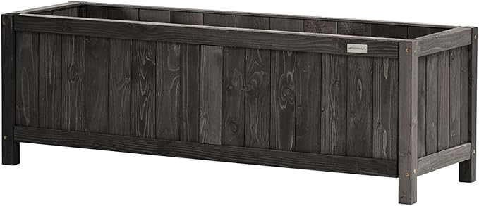 NatraHedge (44" Lx 15" W x 15" H (Black) Hampton Classic Wooden Planter Box Indoor and Outdoor Rectangular Garden Planter Use for Patio, Yard, Greenhouse, Vegatable, Flowers, and Herb