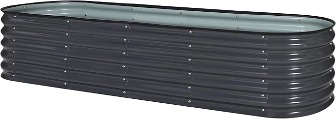 BlueWish 8x2x1.4FT Raised Garden Bed, 17" H Metal Planter Boxes Outdoor with Bottomless Design, Galvanized Raised Garden Bed for Plants Flowers, 9 in 1 Raised Planter Bed Kit, Grey