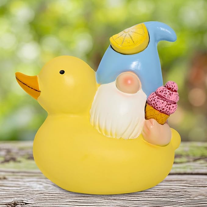 Solar Gnome Garden Decor Statue,Outdoor Funny Solar Light Decoration for Outside Yard Patio Front Porch Balcony Home - Unique Housewarming Gifts (Yellow Duck)