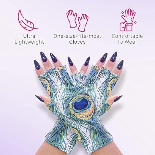 ManiGlovz - The Original UPF 50+ UV/LED Protective Gloves for Gel Manicures, Sun Protection Fingerless Gloves-Shield Skin from The Sun and Nail Lamp-Kaleidoscope Print