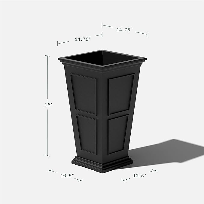 Veradek Brixton Series Tall Planter - Large Outdoor Planter for Front Porch/Patio | Crack-Resistant Plastic for All-Weather Use | Classic Estate Design for Tall Plants, Flowers, Trees