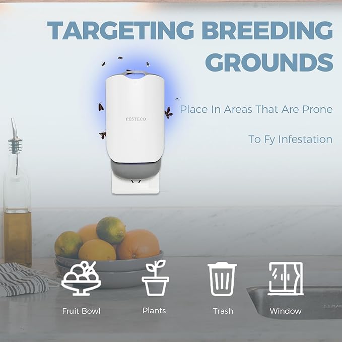 Fruit Fly Traps for Indoors, Flying Insect Trap Indoor Plug-in Gnat Traps for House, Mess-Free Mosquito Trap Bug Zapper Captures for Fruit Flies Uses Blue & UV Light with 5 Refills