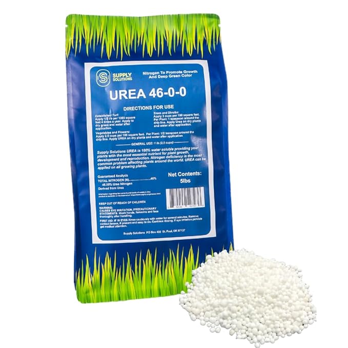 Supply Solutions Urea 46-0-0 Nitrogen Fertilizer to Stimulate Lush Growth and Deep Green Color - Plant Food Plant Fertilizer for Plants Lawn Garden - Bloom Booster for Flowers, Fruits (5lbs)