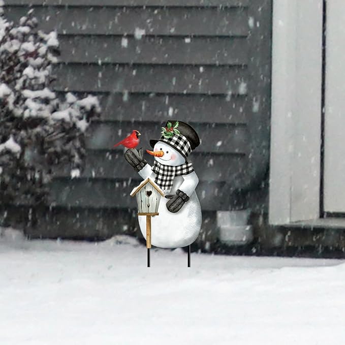 Briarwood Lane Checkered Snowman Metal Art