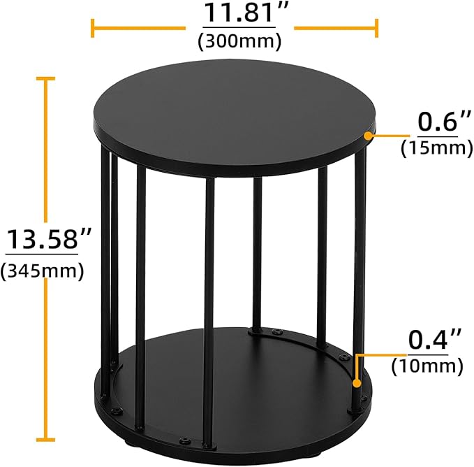 Leinade Plant Stand Indoor,small plant stool,Flower Pot Corner stand holder,Mid Century Heavy Duty Metal Tall Home Decor,Modern Round End Table,Small Rustic Display Stand for Living Room,Bedroom(Black,14In)