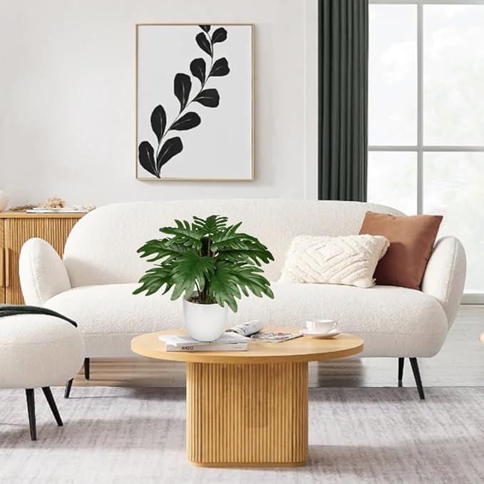 Hollyone Faux Monstera Plant Potted Artificial Monstera Deliciosa Plant Fake Tropical Plants in White Pot for Indoor Outdoor Home Desk Office Garden Farmhouse Decoration