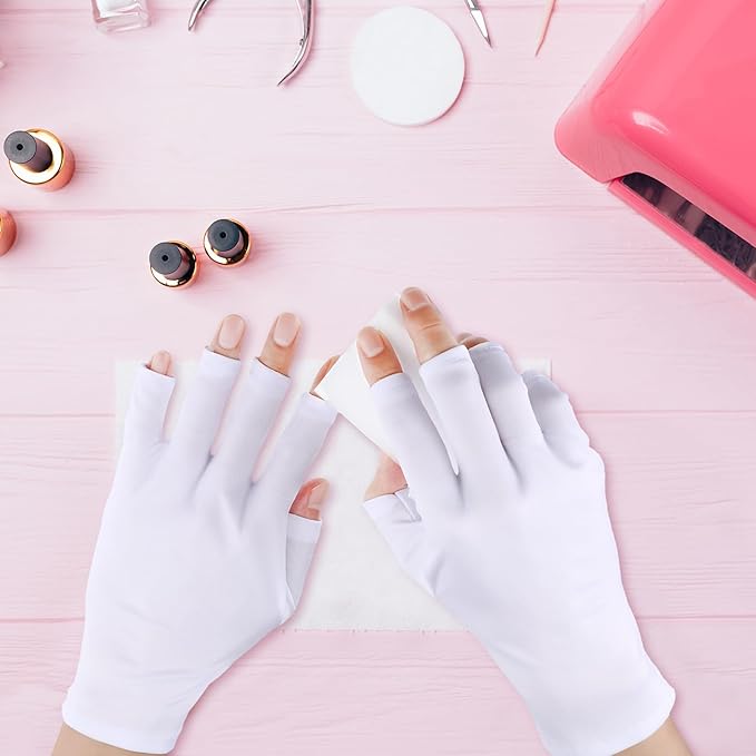 Syhood 3 Pair UV Gloves for Nail Lamp Upf50+ UV Fingerless Protection Glove for Gel Manicures Art Protect Hand from Nail Lamp