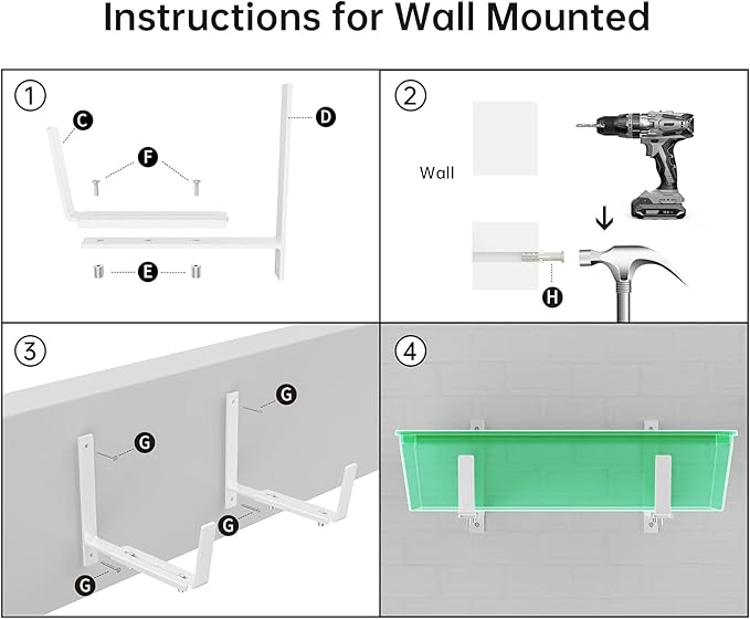 Y&M Adjustable Window Box Brackets for Planter Box, Heavy Duty Wall Mounted Hooks Hangers for Flower Baskets Holder Durable, Hanging Brackets for Fence Patio Garden Balcony(4 Packs)