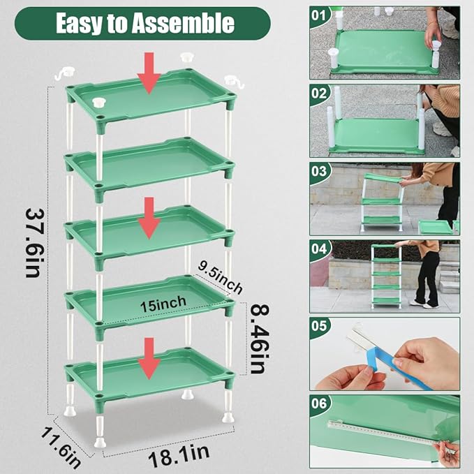 5-Tier Seed Starter Tray Plant Stand with Grow Lights Full Spectrum Sunlike Plant Light for Indoor/Greenhouse Small Plant Pots, Cell Trays, Succulents, Seedlings Gardening