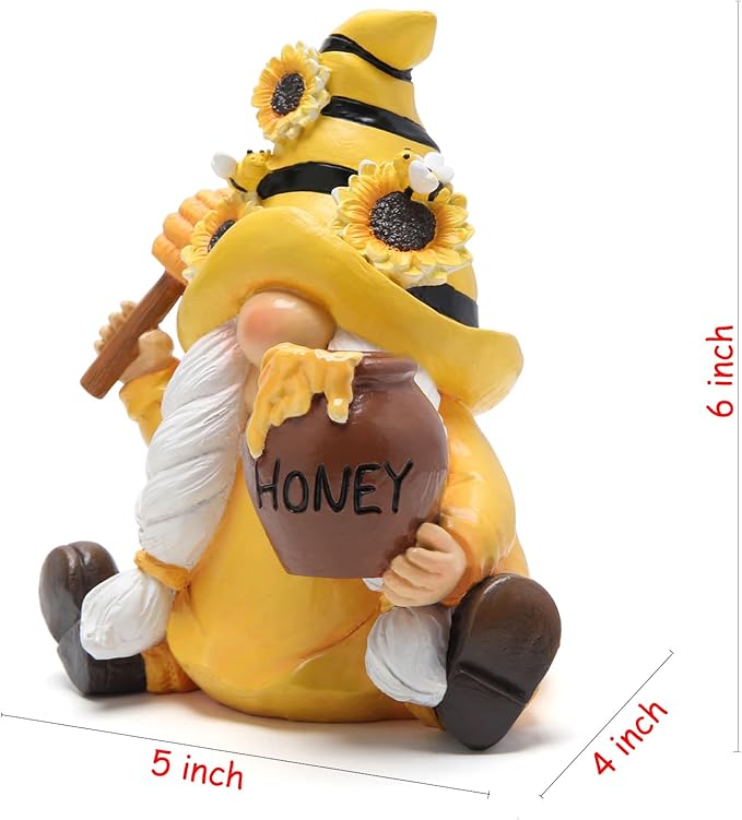 Hodao Bumble Bee Spring Gnome Decorations Honey Gnomes Ornaments World Bee Day Decorations Gifts Summer Gnomes Figurines for Garden Decor Birthday Gifts for Mom, Women, Grandma