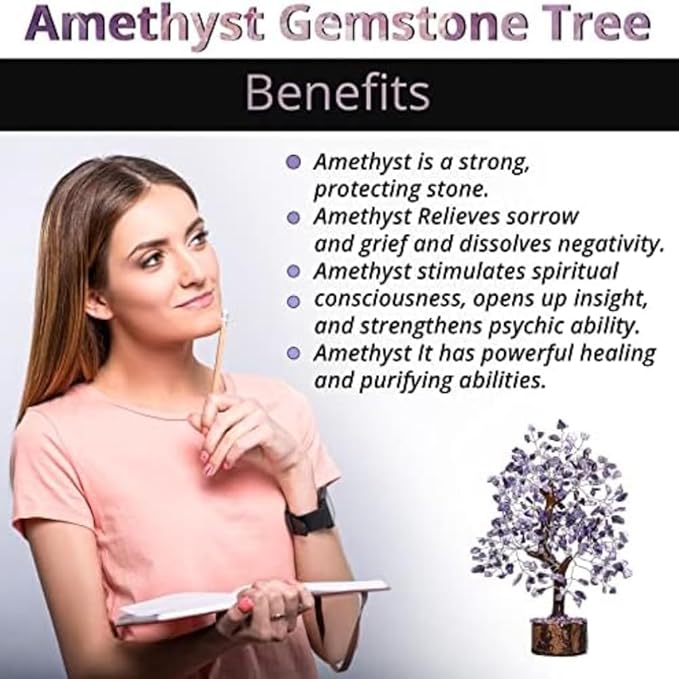 ANAYA AGATE Amethyst Crystal Tree of Life - Handmade Healing Bonsai Purple Tree for Home and Office Decor, Positive Energy and Good Luck, Ideal for Christmas Decor and Birthday Gifts for Women, Men