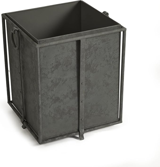 MY SWANKY HOME Large Minimalist Classic Metal Box Planters Liners Square Industrial Rivets Gray