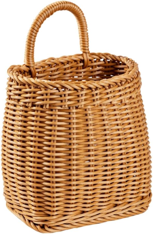 Woven Seagrass Storage Basket - Wall Mounted Planters with Rattan Flower Pot - Hanging Wicker Basket