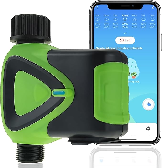 Smart WiFi Water Timer for Garden Hose, No Hub/Gateway Required, Automatic Sprinkler Timer Controller via Tuya/Smart Life App, Compatible with Alexa & Google Home for Voice Control
