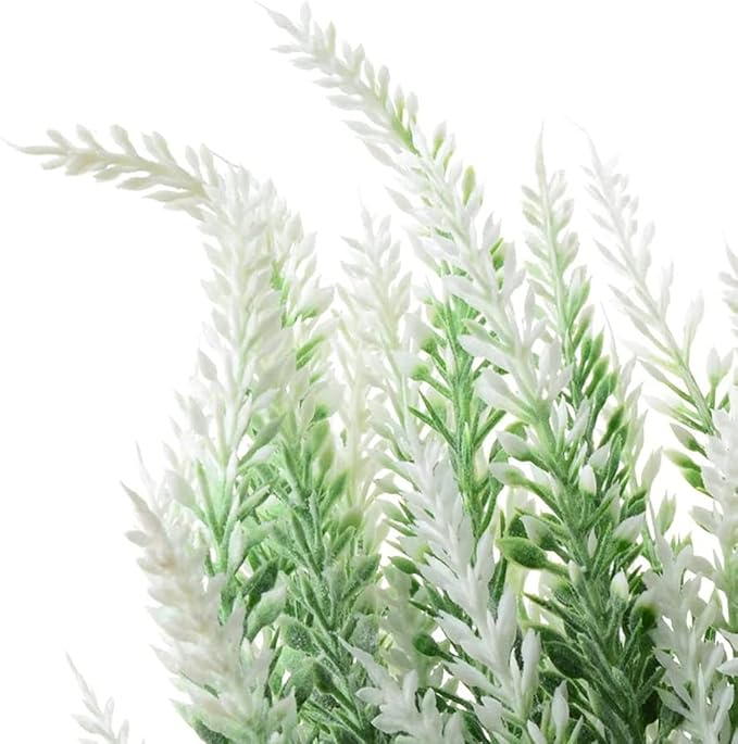PASYOU Artificial Lavender Flowers, Plastic Plants Fake Simulation Flower Wedding Indoor Outdoor Bridal Bouquet Home Garden Balcony Patio Planter Filler DIY Arrangement Decoration - White 6 Pcs