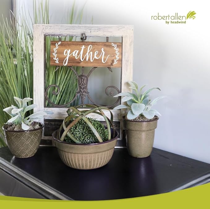 Headwind Glazed Ironstone Boutique Collection Cascade Bowl Plant Pot – Greige Color 8 Inch Pot for Indoor Plants - Planters for Indoor Plants - Ideal Succulent Planters by Robert Allen