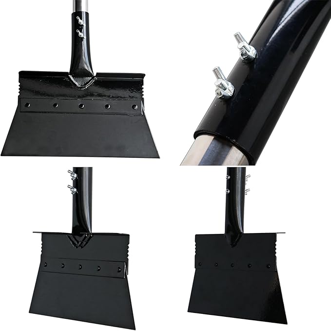Multi-Purpose Snow Shovel - Flat Ice Scraper, Adjustable Handle Heavy Duty Outdoor SnowRemoval Tool | Garden Floor Scraper, Lawn Edging and Cleaning Portable Winter for Driveway, Sidewalk